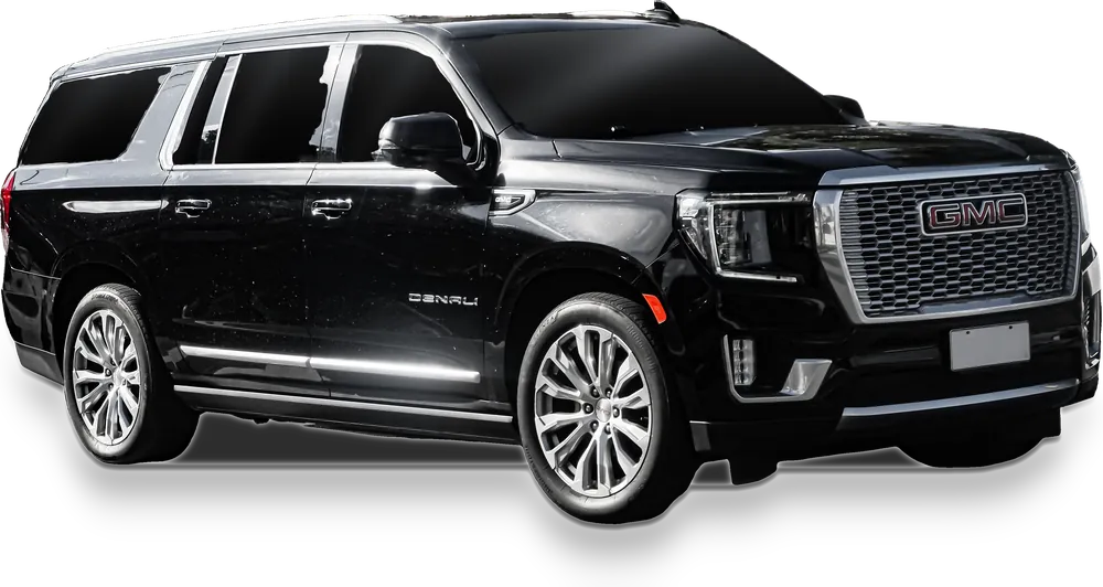 Black GMC Yukon XL Denali, front three-quarter view (representative photo)